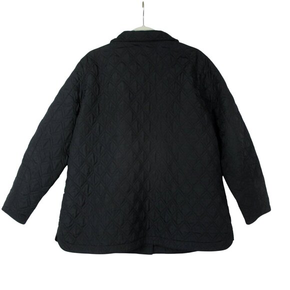 Lands’ End Black Quilted Jacket Button Front 1X Primaloft - Picture 4 of 8